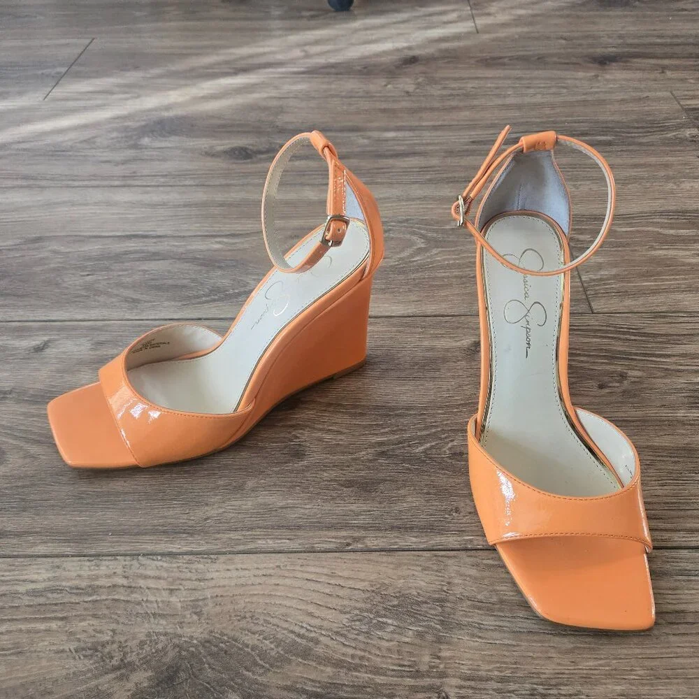 Jessica Simpson Leehi Orange Wedge Heel Sandal